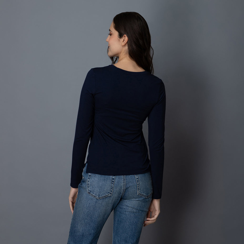 Playera de Bambú Manga Larga Mujer Color Azul Marino - Bamboo Silk - Elementa ropa de bambú en México - Ropa cómoda para mujer ,  ropa sustentable para mujer.