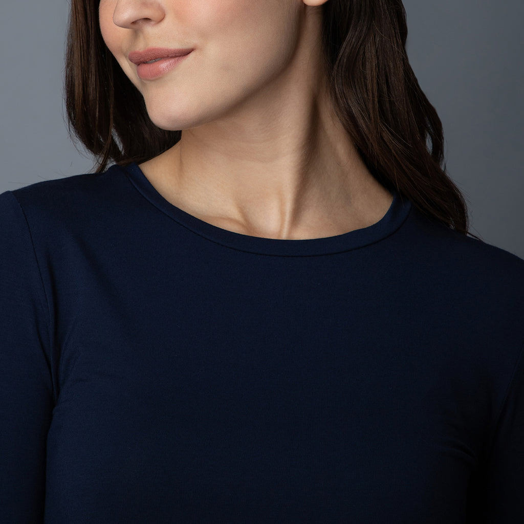 Playera de Bambú Manga Larga Mujer Color Azul Marino - Bamboo Silk - Elementa ropa de bambú en México - Ropa cómoda para mujer ,  ropa sustentable para mujer.